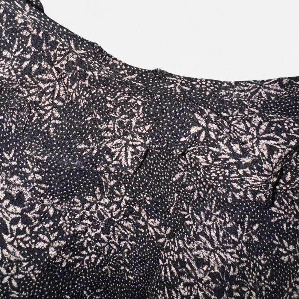 90s Eva Blue Black and Tan floral beaded ruffle dress - Picture 4 of 8